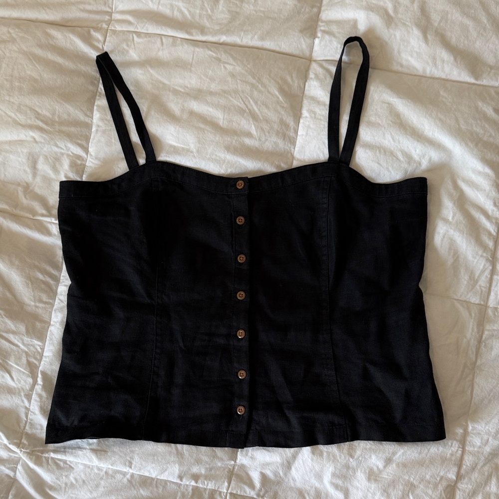 Everlane Black Camisole with Button Detail